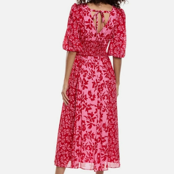 🌺 Gorgeous Taylor Dress 6 / Small Pink Red Floral Fully Lined Ruched Details🌺 - Picture 2 of 9